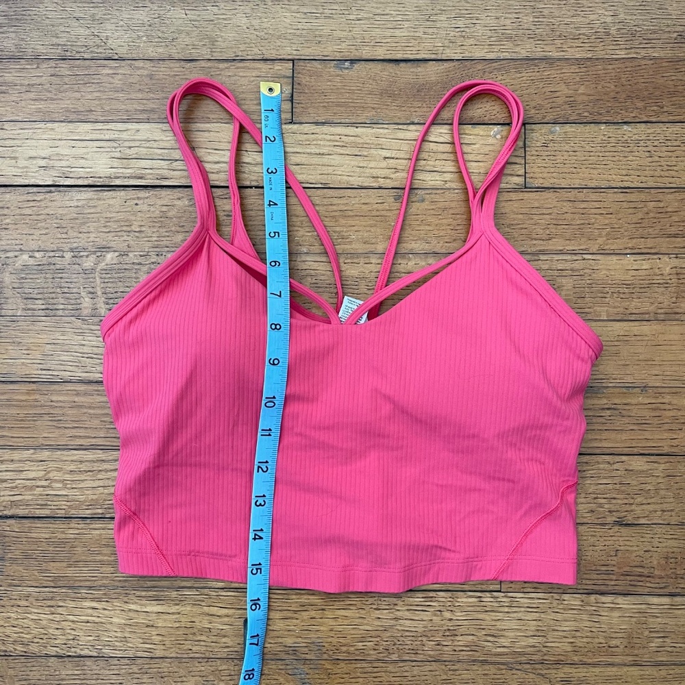 Lululemon Pink Nulu Ribbed Strappy Sports Bra Size 8 Cropped Tank - Picture 5 of 7